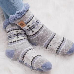 Muk Luks Gray and Blue Knit Socks